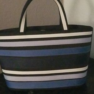 Dkny blue striped fabric bag